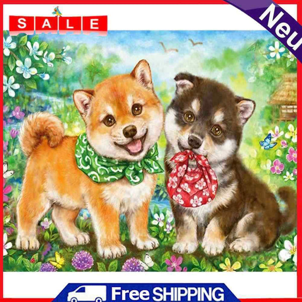 Frameless Painting By Numbers Little Dog DIY Handmade Drawing On Canvas Art Kit