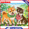 Frameless Painting By Numbers Little Dog DIY Handmade Drawing On Canvas Art Kit