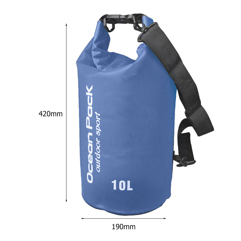 Waterproof Pouch Dry Sack for Drifting Swimming Trekking Bag (Blue 10L)
