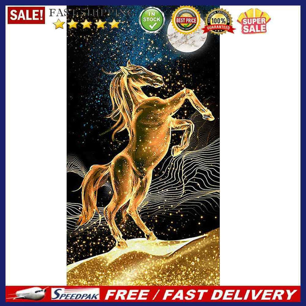 Golden Horse Full Round Diamond Painting DIY Mosaic Pictures Kit Home Decor
