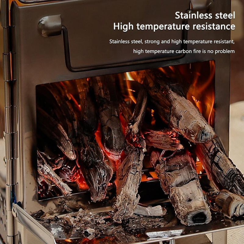 2pcs Outdoor Wood Stove Portable Camping Picnic BBQ Folding Cooking Grill