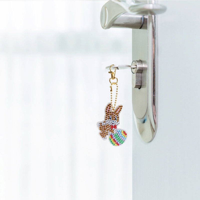 Rabbit Diamond Painting Keychain DIY Crystal Drill Key Ring Pendant (YS020)