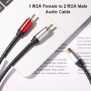 Female to 2 Male RCA Jack Adapter Audio Y Cable Splitter Amplifier Subwoofer