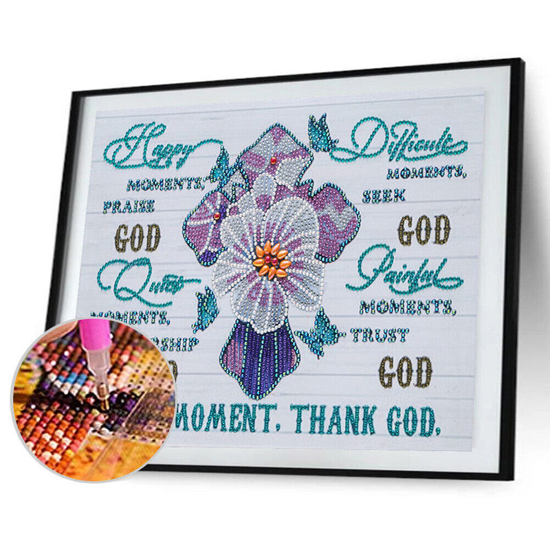 5D Diamond Painting DIY Flower Letters Partial Special Shape Drill (X063) Newly