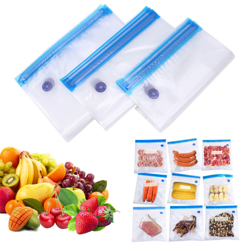 Reusable Vacuum Food Storage Bag Resealable BPA Free Zipper Storage Bags Newly