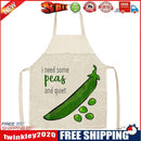 Pea Printed Women Kitchen Aprons Waterproof Linen Oil-proof Apron (82x68cm)