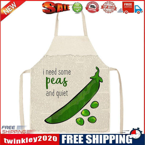 Pea Printed Women Kitchen Aprons Waterproof Linen Oil-proof Apron (82x68cm)