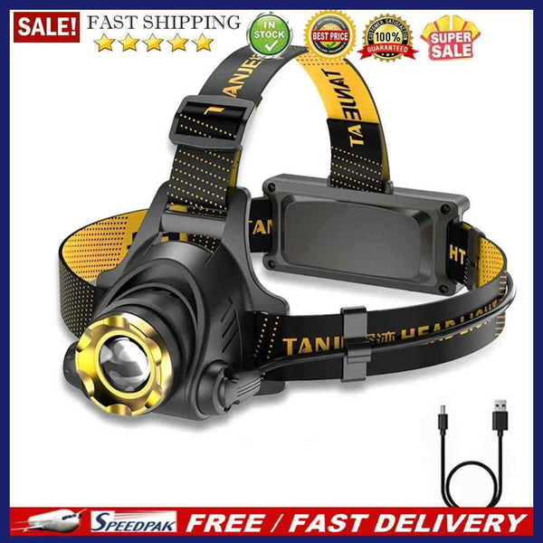 LED Headlamp Camping Head-mounted Flashlight Built-in 1200mAh Lithium Batte