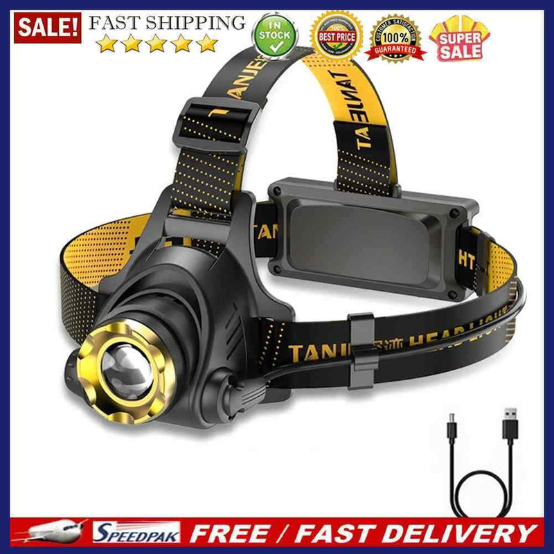 LED Headlamp Camping Head-mounted Flashlight Built-in 1200mAh Lithium Batte