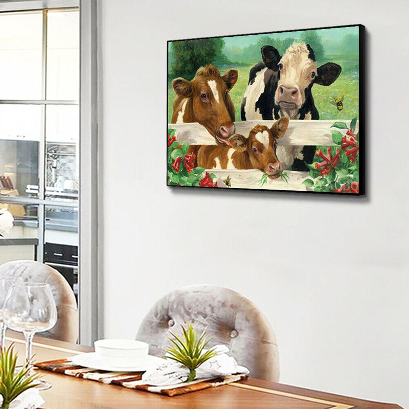 DIY Cattle Frameless Oil Paint by Numbers Drawing on Canvas Pictures Home D
