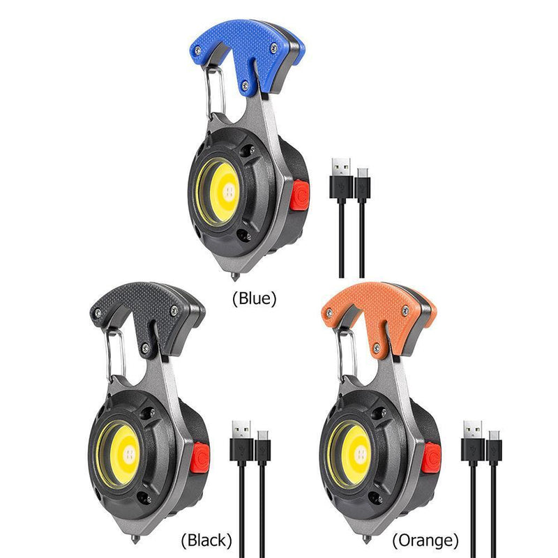 Multifunction COB LED Flashlight Camping Screwdriver Keychain Lamp (Blue)