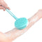 Silicone Double Side Bath Body Brush Long Handle Back Rub Massage Shower Cleaner