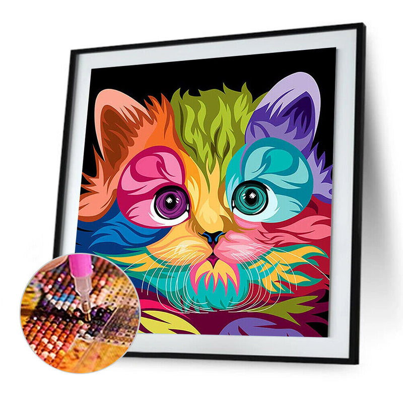 5D DIY Full Drill Diamond Painting Colorful Cat Cross Stitch Embroidery Art Gift