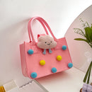 Casual Felt Tote Portable Bag Kids Cartoon Top-handle Bag Pocketbook Organizer
