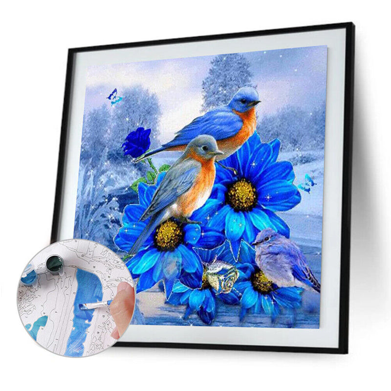 Frameless Oil Paint By Numbers DIY Bird Flower Picture Craft Kit Home Decorat