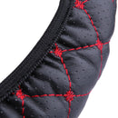 Elastic Black/Red Embroidered Cover for 38cm Diameter Car Steering Wheel Newly