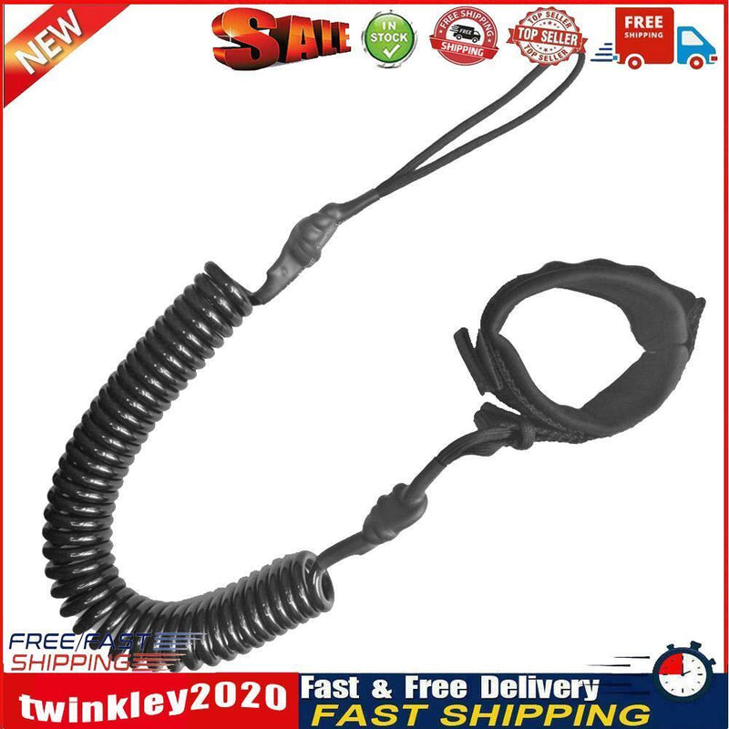 10ft Coil Surfboard Leash Surfing Stand Up Board Leash Wire Rope Black Newly