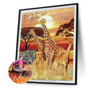 5D DIY Full Drill Round Shape Giraffe Rhinestone Diamond Drawing for Home Room