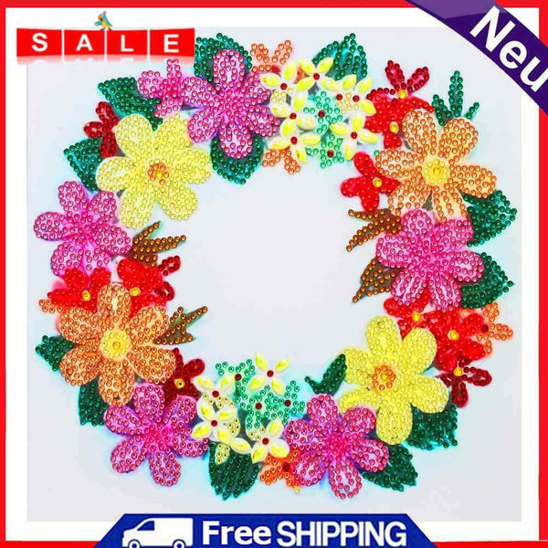 5D Colorful Wreath Part Special Shaped Diamond Painting Rhinestone Artwork Decor