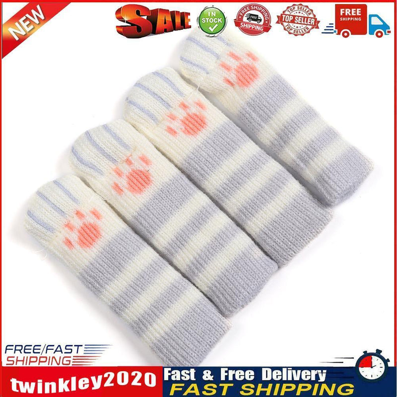 4pcs/set Cat Chair Feet Sock Thicken Anti-slip Table Leg Knitted Cover (A) Newly