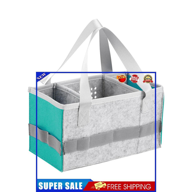 3 Grids Felt Storage Basket - Soft Kid Audio Toys Storage Containers (Blue)