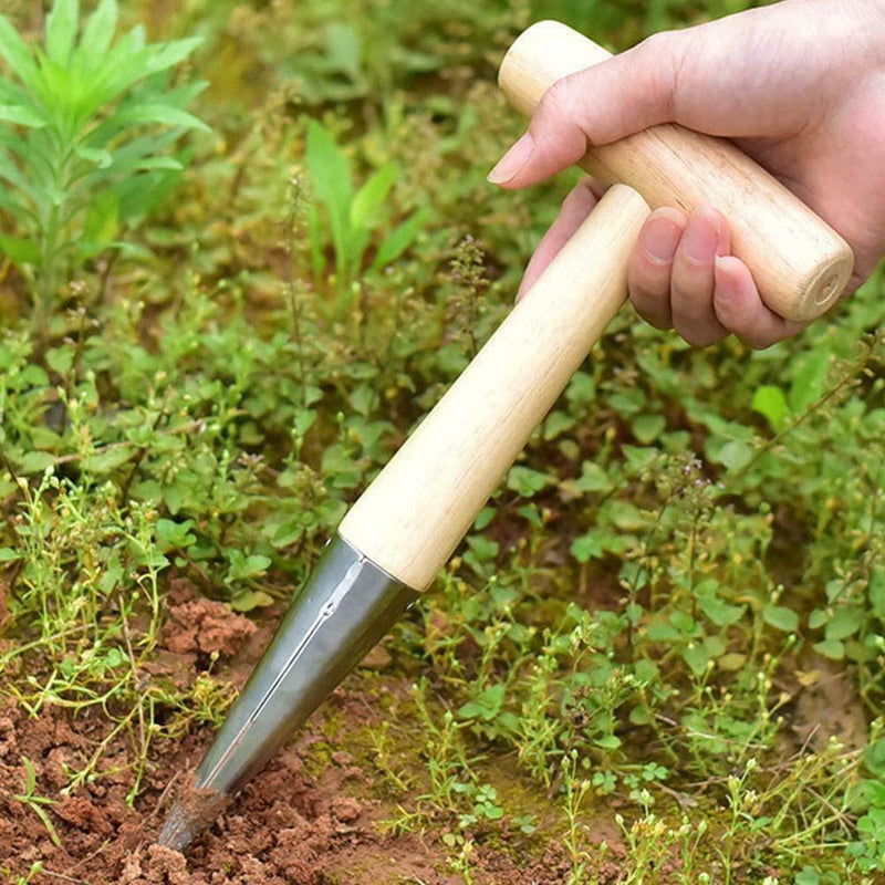 Wood & Steel Garden Dibber Planting Bulb Flower Root Planter Depth Punch M7Z3