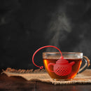Teapot Shape Tea Bag Strainer Infuser Silicone Leaf Filter Diffuser (Red) Newly