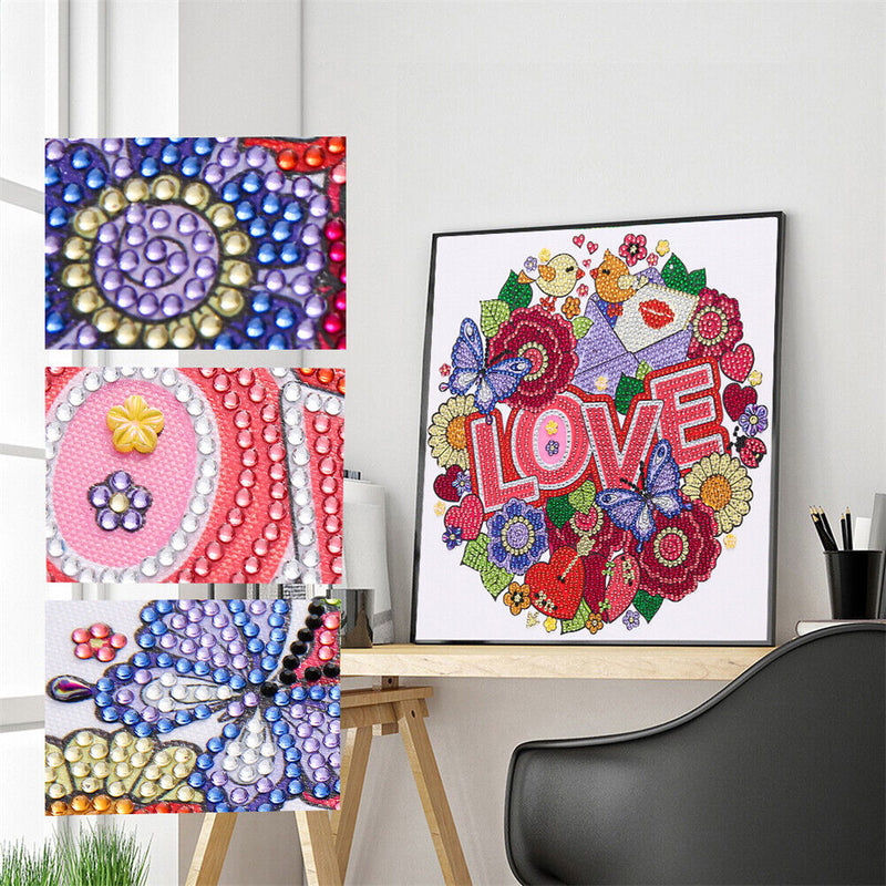 5D Partial Special Shape Drill Diamond Painting Love Mosaic Rhinestone Draw