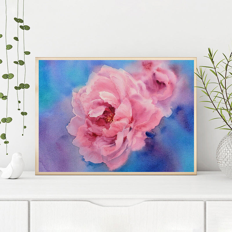 Pink Peony Oil Paint By Numbers DIY Handpainted on Canvas Wall Art Gift Unf