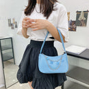 Retro Women Butterfly Chain Underarm Bag Casual PU Small Handbags (Blue)