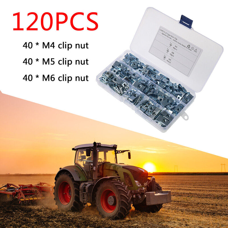 120pcs U Shaped Nut Car Mounting Fastener Clips Assorted Kit for Motorcycle Auto