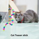 Funny Cat Stick w Crisp Bell Caterpillar Interactive Teaser Wand (Rainbow)