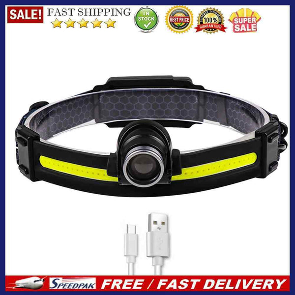 Sensor XPG COB Headlamp Headlight Waterproof Rechargeable Fishing Working L