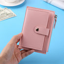 Women Fashion ID Card Multi-slot Wallet PU Leather Mini Purse Zipper Card Hol