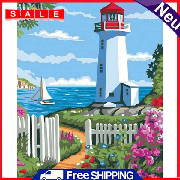 Lighthouse Oil Paint by Numbers Hand Painted Frameless Picture Home Ornament Kit