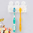 5 Slot Plastic Cute Smiling Cartoon Sucker Toothbrush Holder Suction Hooks Newly