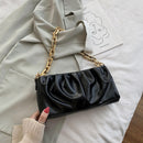 Women Chain Evening Clutch Pleated Solid Shoulder Handbag Party Elegant Totes