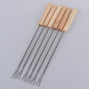 6 Stück Edelstahl BBQ Spieße Bratstangen Nadel Eiche Gabeln Lagerfeuer