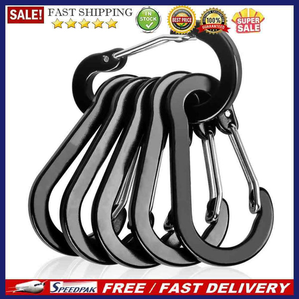 6pcs Outdoor Camping Carabiner Quick Hanging Buckle Climbing Survival Equip