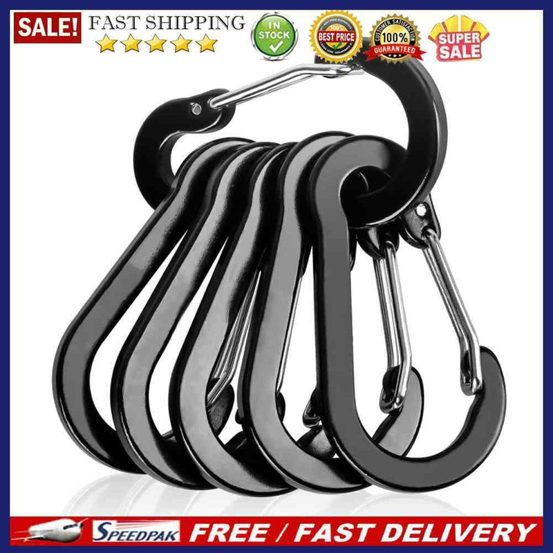 6pcs Outdoor Camping Carabiner Quick Hanging Buckle Climbing Survival Equip