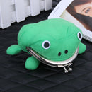 Portable Cartoon Frog Mini Coin Purse Fleece Key Holder Kids Wallet Green