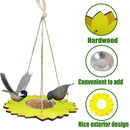Outdoor Wooden Hanging Bird Feeder Stainless Steel Peanut Food Dispenser Newly