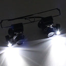 LED Magnifier Glasses Loupes Portable 20X Observation Magnifying Eyewear