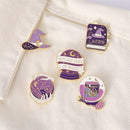 Purple Crystal Moon Star Cartoon Brooch Badge DIY Decoration Witch Enamel Pin