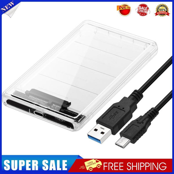 2.5 inch Transparent Hard Disk Case Type-C to SATA HDD SSD Mobile Enclosure