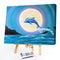 Moon Dolphin Frameless Picture Oil Paint By Numbers Hand Painted Picture Kit