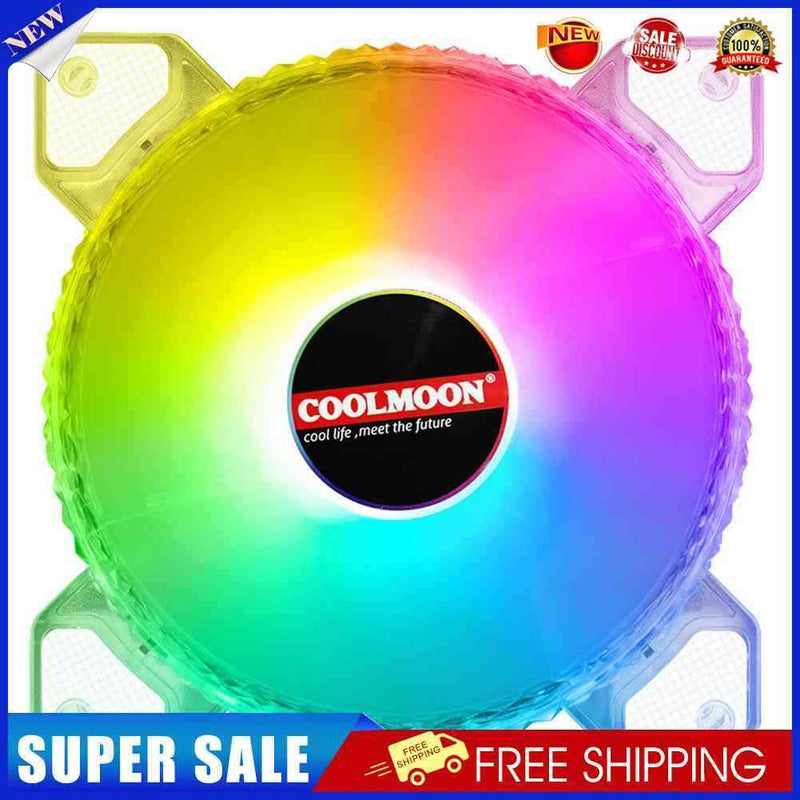 COOLMOON 12cm 4Pin 12V Cooling Fan Desktop Chassis CPU PWM ARGB AURA Cooler