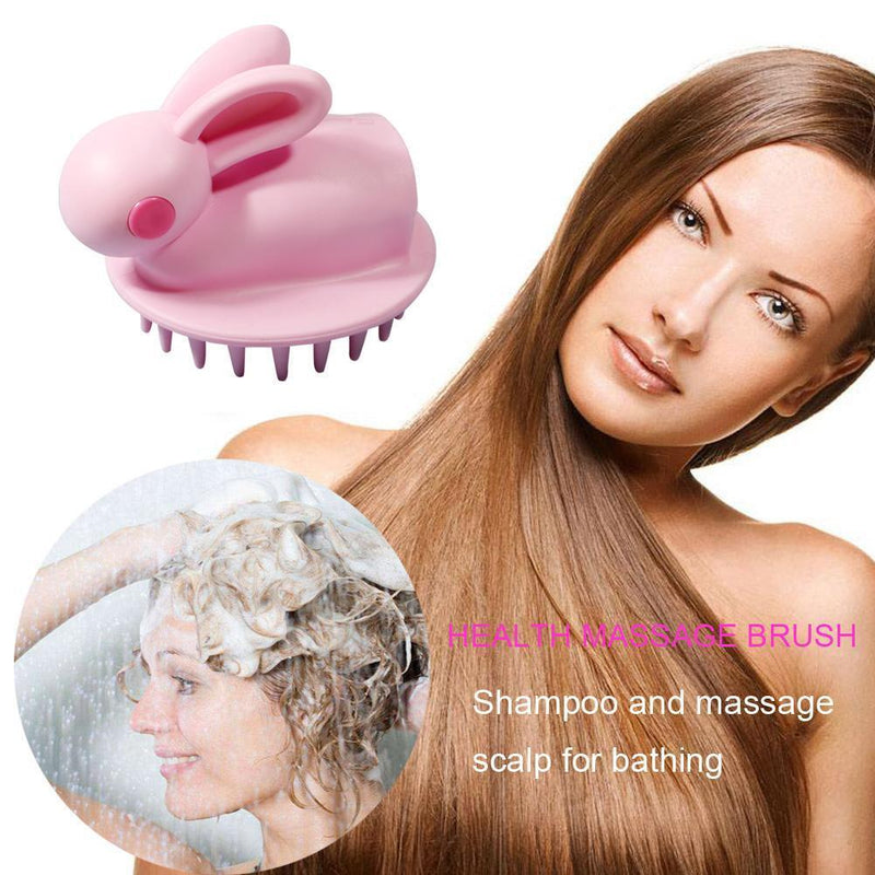 Silicone Head Scalp Massage Brush Shampoo Hair Washing Bath Comb (Pink)