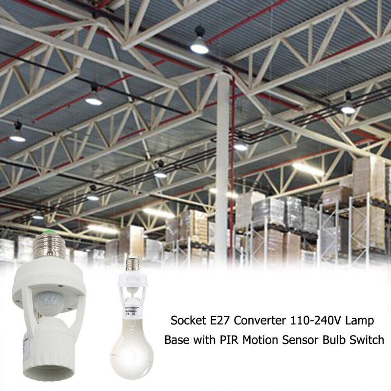 110-240V Socket E27 Converter Lamp Base Light Bulb Switch with PIR Motion Sensor