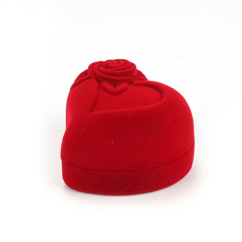 Gift Storage Engagement Jewelry Box Wedding Ring Box Red Heart Velvet Ring Box